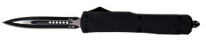Templar Knife MBR131 Black Rubber Slim 3.50" Dagger Plain Black 440C Stainless Steel Black Rubber Coated Aluminum Handle OTF 093674805354