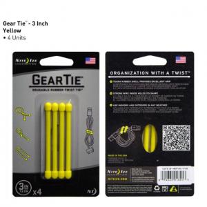 Nite Ize Gear Tie 3in,Pack of 4,Neon Yellow GT3-4PK-33