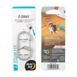 Nite Ize G-Series Dual Chamber Carabiner, Stainless Steel, #3, GS3-11-R6