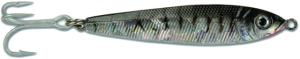 GOT-CHA Jigfish Lure, 2in 1/2 oz, Number 8 Treble Hook Black/Silver Tiger, JF12-BTS
