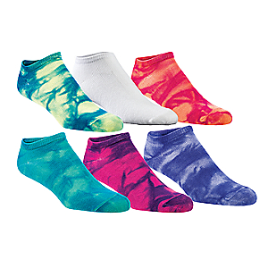 Natural Reflections Women's No-Show Tie-Dye Socks Six-Pair Pack - ASSORTED 096506897046