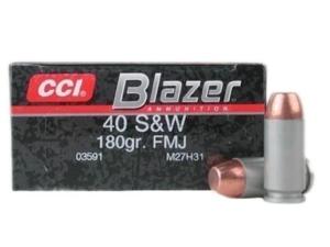 CCI Blazer .40 S&W Ammunition 1000 Rounds FMJ 180 Grains 3591