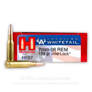 7mm-08 Rem - 139 Grain InterLock SP - Hornady American Whitetail - 200 Rounds 