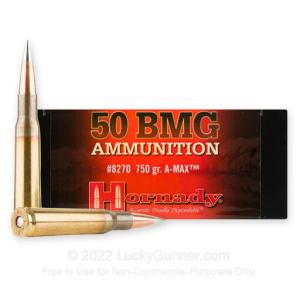 50 Cal BMG - 750 Grain A-Max Match - Hornady - 100 Rounds 