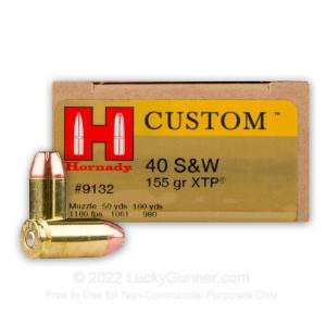40 S&W - 155 Grain JHP XTP - Hornady Custom - 200 Rounds 