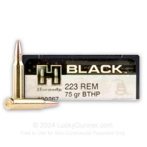 223 Rem - 75 Grain BTHP Match - Hornady BLACK - 200 Rounds 80267