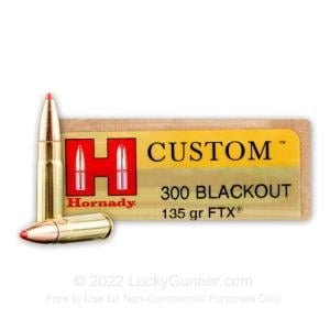 300 AAC Blackout - 135 Grain FTX - Hornady Custom - 200 Rounds 80881