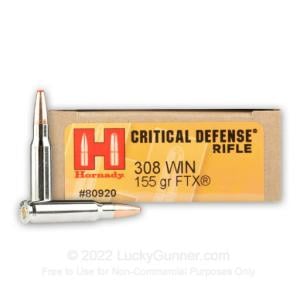 308 Win - 155 Grain FTX - Hornady Critical Defense - 200 rounds 80920