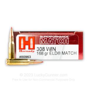 308 - 168 Grain ELD Match - Hornady Superformance Match - 200 Rounds 80963