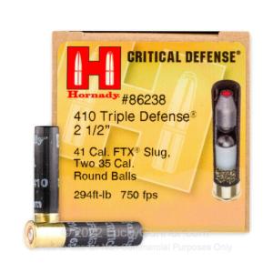 410 Bore - 2-1/2" 235 Grain Triple Defense - Hornady Critical Defense - 200 Rounds 86238
