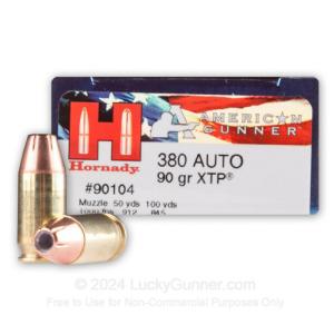 380 Auto - 90 Grain XTP JHP - Hornady American Gunner - 250 Rounds 90104