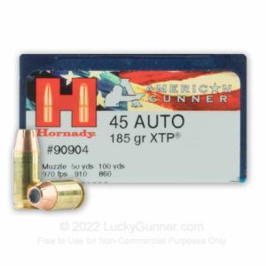 45 ACP - 185 Grain XTP JHP - Hornady American Gunner - 200 Rounds 90904