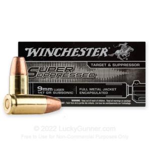 9mm - 147 Grain FMJ Encapsulated - Winchester Super Suppressed - 500 Rounds SUP9