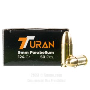 TURAN Ammo 9mm Parabellum 124 grain FMJ 9x19mm Luger