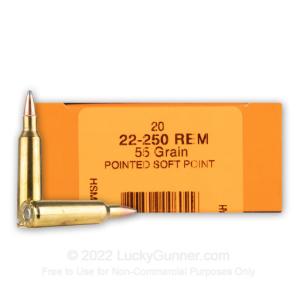 22-250 - 55 Grain SP - HSM Varmint - 20 Rounds 112420207484