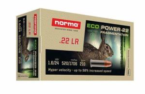Norma .22 LR - 24 Gr - Lead Free - Fragmentation Hollow Point - Norma EcoPOWER Qty 500 14000294237741
