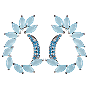 Amanda Blu Aqua and Silver Oval Marquis Cut Earrings 181379900037