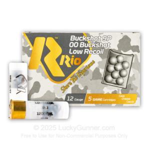 Rio Royal Buck Shot, Low Recoil, 12 Gauge, 2.75", 00 Buckshot, 5 Round BOX 