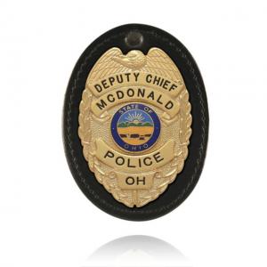 Boston Leather Oval Badge Holder, Hook And Loop Closure, Black - 5888-1 192375129421