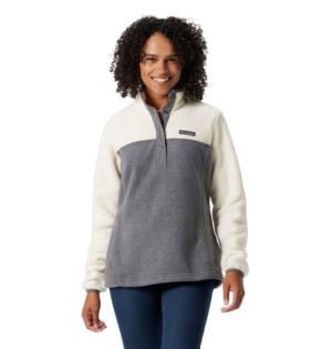 Columbia Benton Springs Half Snap Fleece Pullover - Womens, City Grey Heather/Chalk, 2XL, 1860991023CtyGryHthChalkXXL