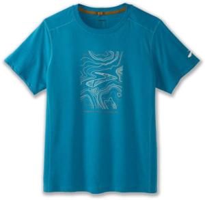 Brooks Distance Short Sleeve 2.0 - Men's, Pacific/BR Trail Run, M, 211453498.030