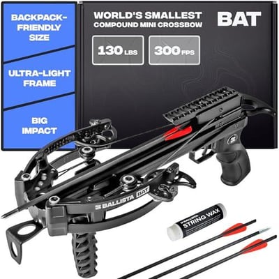 BALLISTA BAT Compound Mini Crossbo for Hunting, Fishing and Target 300 FPS, 130 Lbs, 2.46 lbs BAT