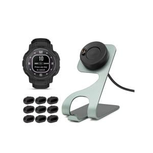 Garmin Instinct® Crossover Solar Tactical Edition Smartwatch Bundle with Charger Stand in Black