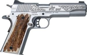 Collectible only 200 made CNCCATTLEMAN Kimber 1911 Cattleman 45 ACP 7+1 5" Stainless Steel Barrel, Stainless Scenic Cattleman Engraved Slide, Stainless Frame