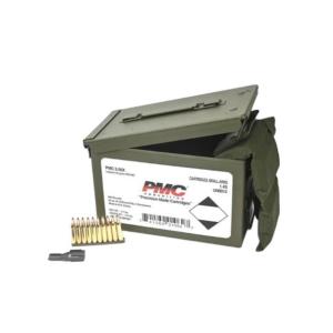PMC Rifle Ammunition 5.56mm 55 gr FMJ 3270 fps 840/ct W/Bandoleer 840 Metal Box (2-Metal Boxes 1680/ct Total) 