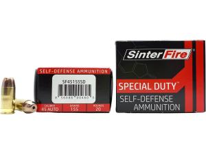 SinterFire Special Duty Ammunition 45 ACP 155 Grain Frangible Hollow Point Lead Free - 662446 SF45155SD