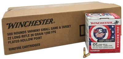 Winchester Ammo 22 LR USA 36Gr Copper Plated HP Rimfire 5000 rd CASE - $288.88 + Free Shipping 
