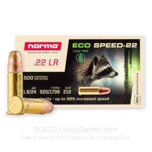 22 LR - 24 Grain Lead-Free CPFN - Norma ECO Speed-22 - 5000 Rounds 24000294237731