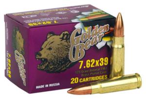 Bear Ammunition Golden Bear 7.62x39 123gr. Full Metal Jacket 500rd. Case 24607094860758