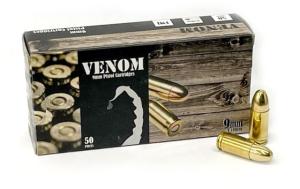 Venom 9mm 115 Grain Full Metal Jacket Centerfire Pistol Ammo, 50 Rounds, Venom9mm115 2534567891255