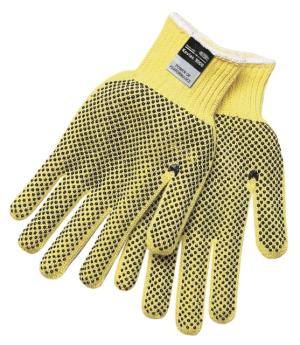 MCR Safety Cut Pro 7 Gauge DuPont Kevlar Shell Cut Resistant Work Gloves, PVC Dots on 2 Sides, Competitive Value Grade, Black/Yellow, X - Small, 9366XSE