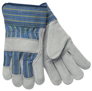 MCR Safety A Grade Shoulder Leather Split Leather Palm Work Gloves, 4.5in Plasticized Gauntlet Cuff, Gray, Large, 1410A 30451431410059