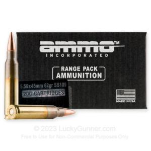 5.56x45 - 62 Grain FMJ SS109 - Ammo Inc. - 200 Rounds 556062SS109-A200