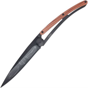 Deejo 1GB120 Tattoo 37g Coralwood Galleon Linerlock Folding Pocket Knife