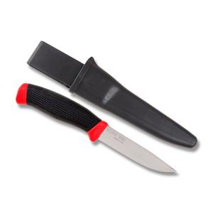 Mora of Sweden Carbon 4" Clipper Knife with Black/Red Thermoplastic Rubber Handle and Carbon Steel 4" Drop Point Plain Edge Blade and Black Belt Sheath Model M-100-0245 M-100-0245