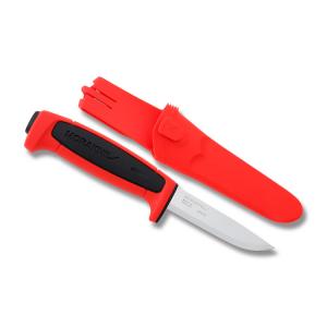 MORAKNIV Basic 511 Fixed Blade with Red Polymer Handle and Satin Finish Carbon Steel 3.625" Clip Point Blade Model 12772 391846018148