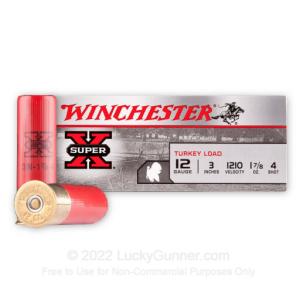 12 Gauge - 3" 1-7/8 oz. #4 Shot - Winchester Super-X - 100 Rounds X123MT4