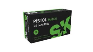 SK Pistol Match, .22 Long Rifle, 40 grain, Lead Round Nose, Brass, Rimfire Ammo, 50 Rounds, 420114 420114