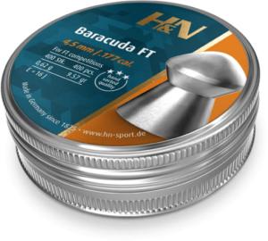 H&N Sport Baracuda FT .177 Caliber 9.57 Grain 4.51mm Air Rifle Pellets, 400 Rounds, Silver, Small, 92294510004 4047058019802