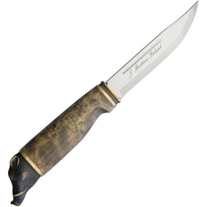 Marttiini 546013 Wild Boar Stainless Blade Knife with Curly Birch and Waxed Handle
