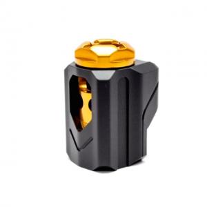 Tyrant Designs Universal Compensator, 9mm, 1x1x1 in, Black/Gold, TD-UCOMP-BLK/GLD 426848613487
