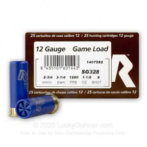 12 Gauge - 2-3/4" 1-1/8 oz. - #8 Shot - Rio Upland Game Load - 25 Rounds 435101601443