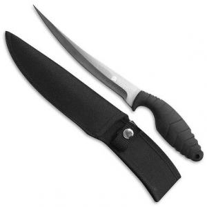 Trento Fisherman 300 6.89" 420C Satin Fillet, Black Handle, Nylon Sheath