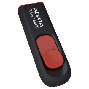 ADATA Technology Adata C008 64GB USB 2.0 Retractable Scratchproof and Dirt-Repellent Flash Drive (Red) AC008-64G-RKD