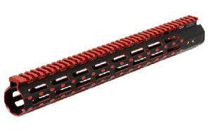 Leapers Inc UTG Pro M-Lok Super Slim Free Floating Rail  Black/Red 15-inch 2-Tone Fits AR-15 4717385552715