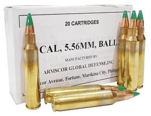 Armscor Precision Inc M855 5.56x45mm NATO 62 Grain Full Metal Jacket Brass Cased Centerfire Rifle Ammunition, 20 Rounds, 50175